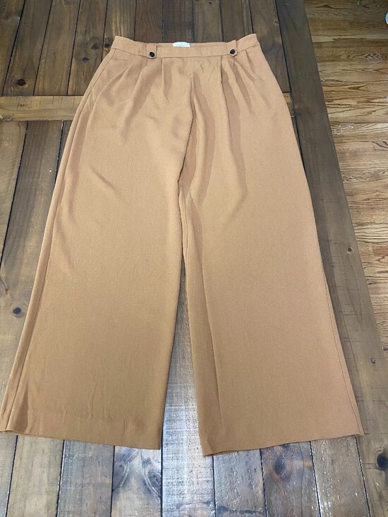 Sezane Pants - Sezane Dan Trousers Camel Tan Wide Leg High Waist Pleated Pants 44 US 12‎